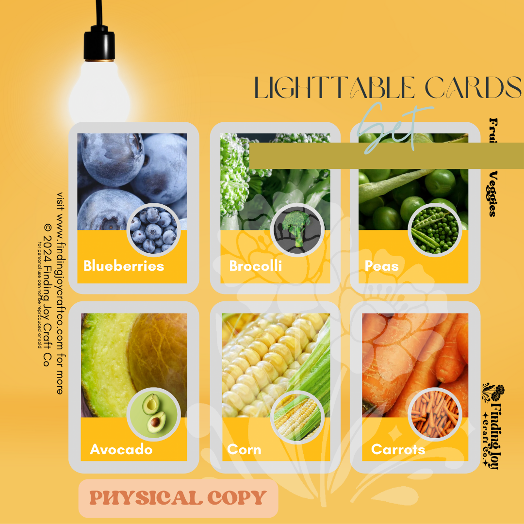 Light Table Flash Card: Fruits & Vegetables - PHYSICAL COPY
