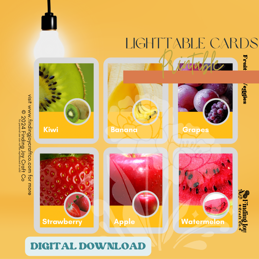 Light Table Flash Card: Fruits & Vegetables - DIGITAL DOWNLOAD