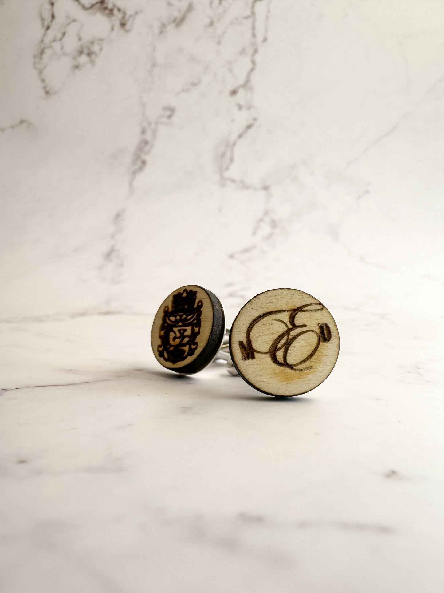 Custom wood and metal cuff links