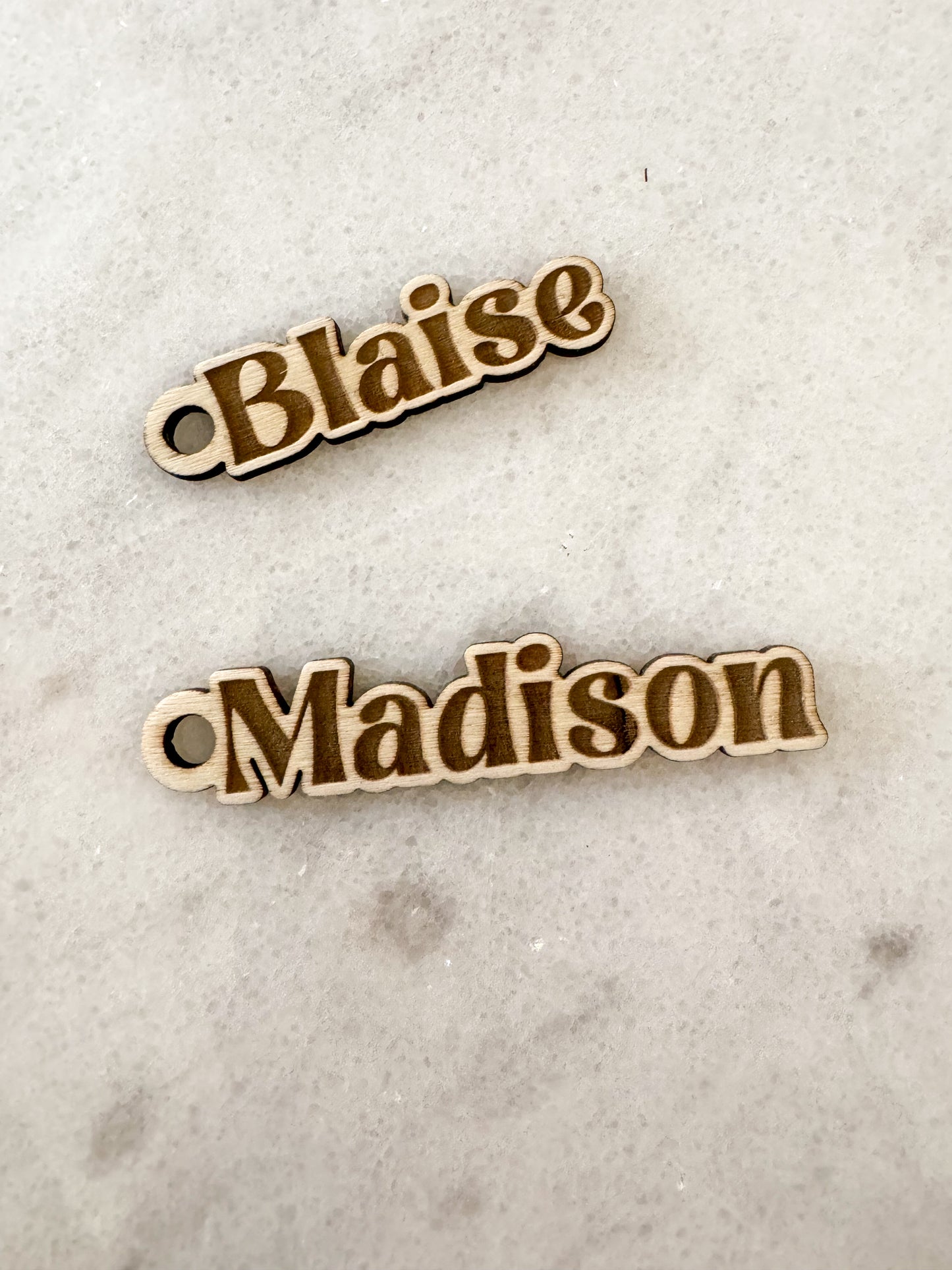 Custom Name Wood Stocking Ornament Tag