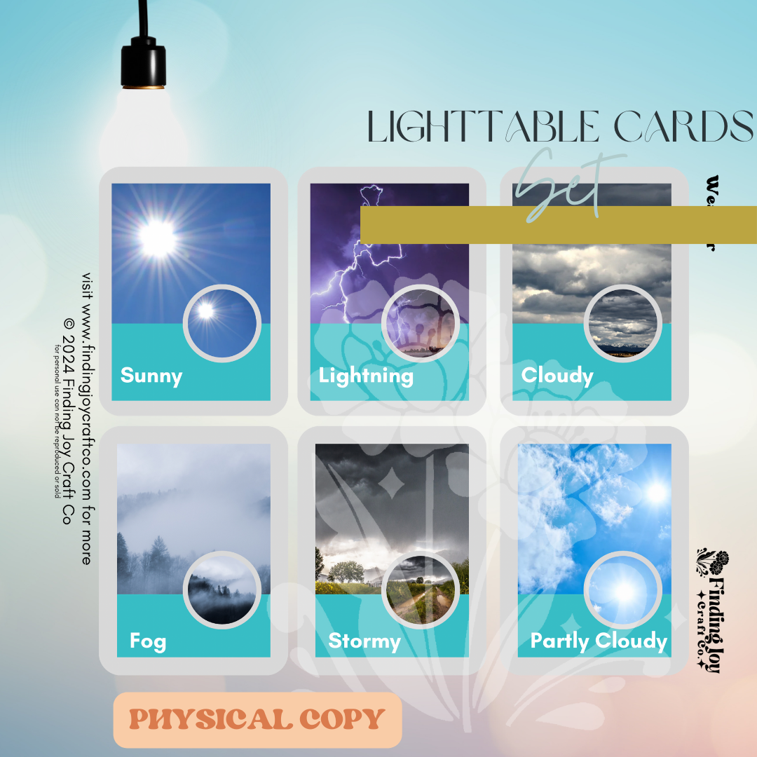 Tablelight Flashcard Light Table Flash Card: Weather - PHYSICAL COPY – Finding Joy Craft Co