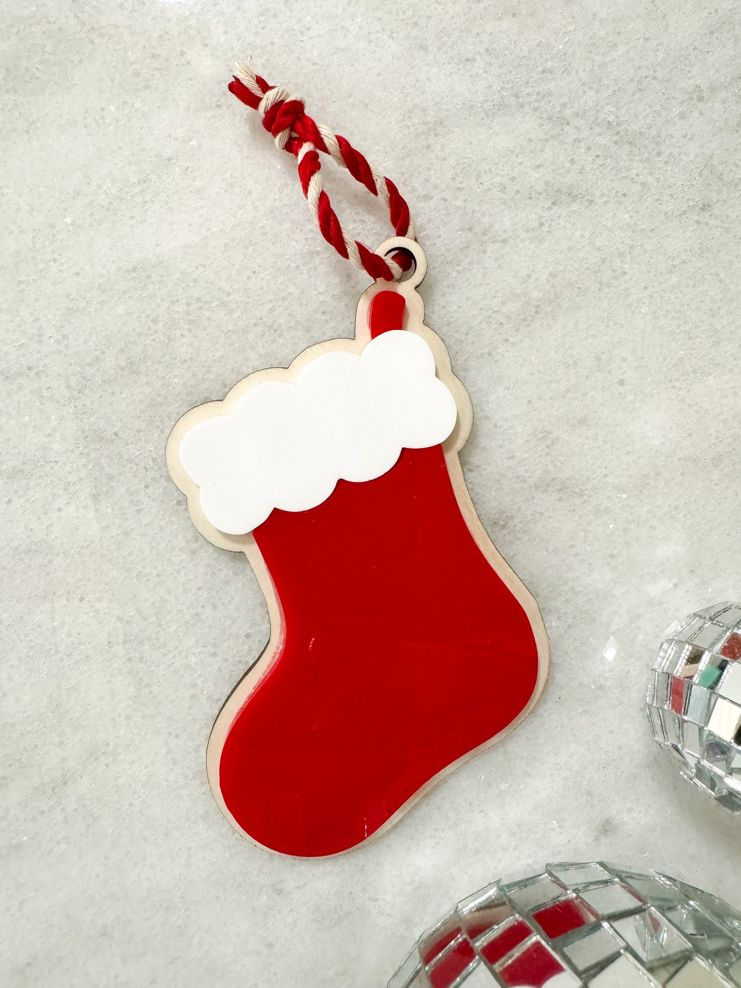 Personalized Classic Christmas Acrylic & Wood Ornament