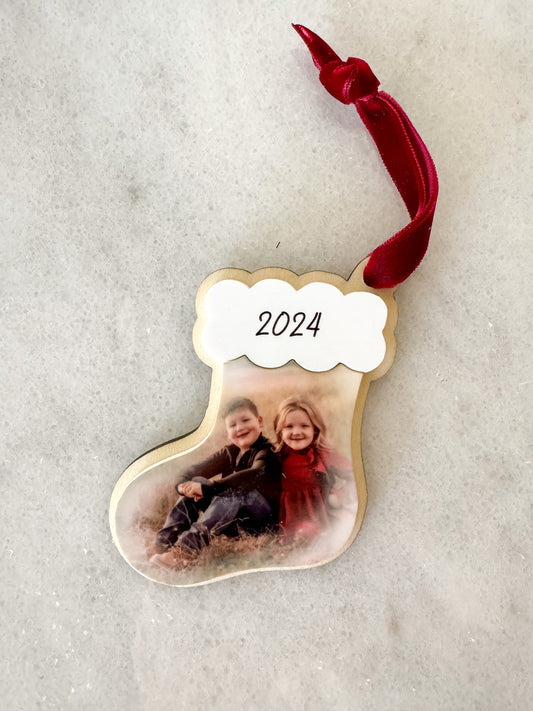 Custom Christmas Acrylic & Wood Photo Ornament