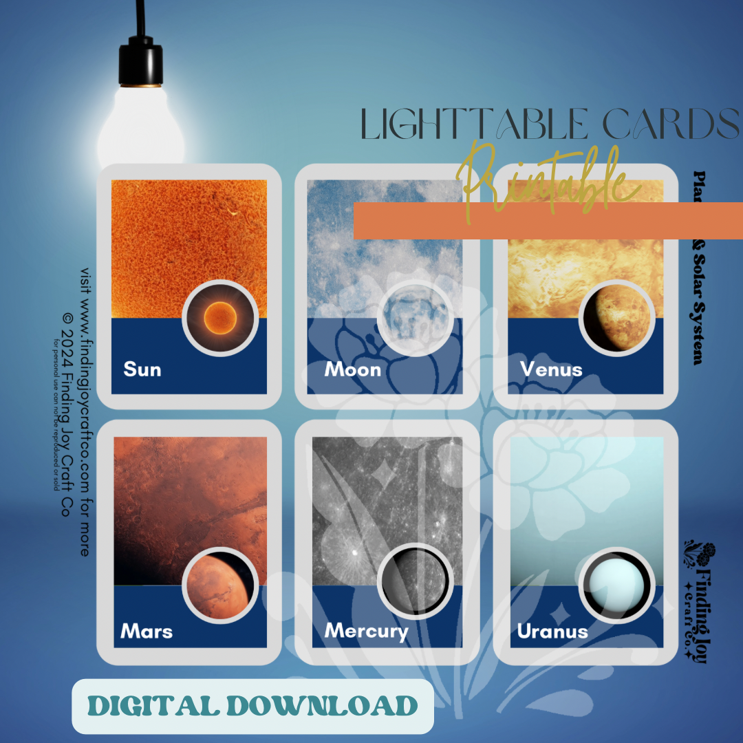 Light Table Flash Card: Planets - DIGITAL DOWNLOAD