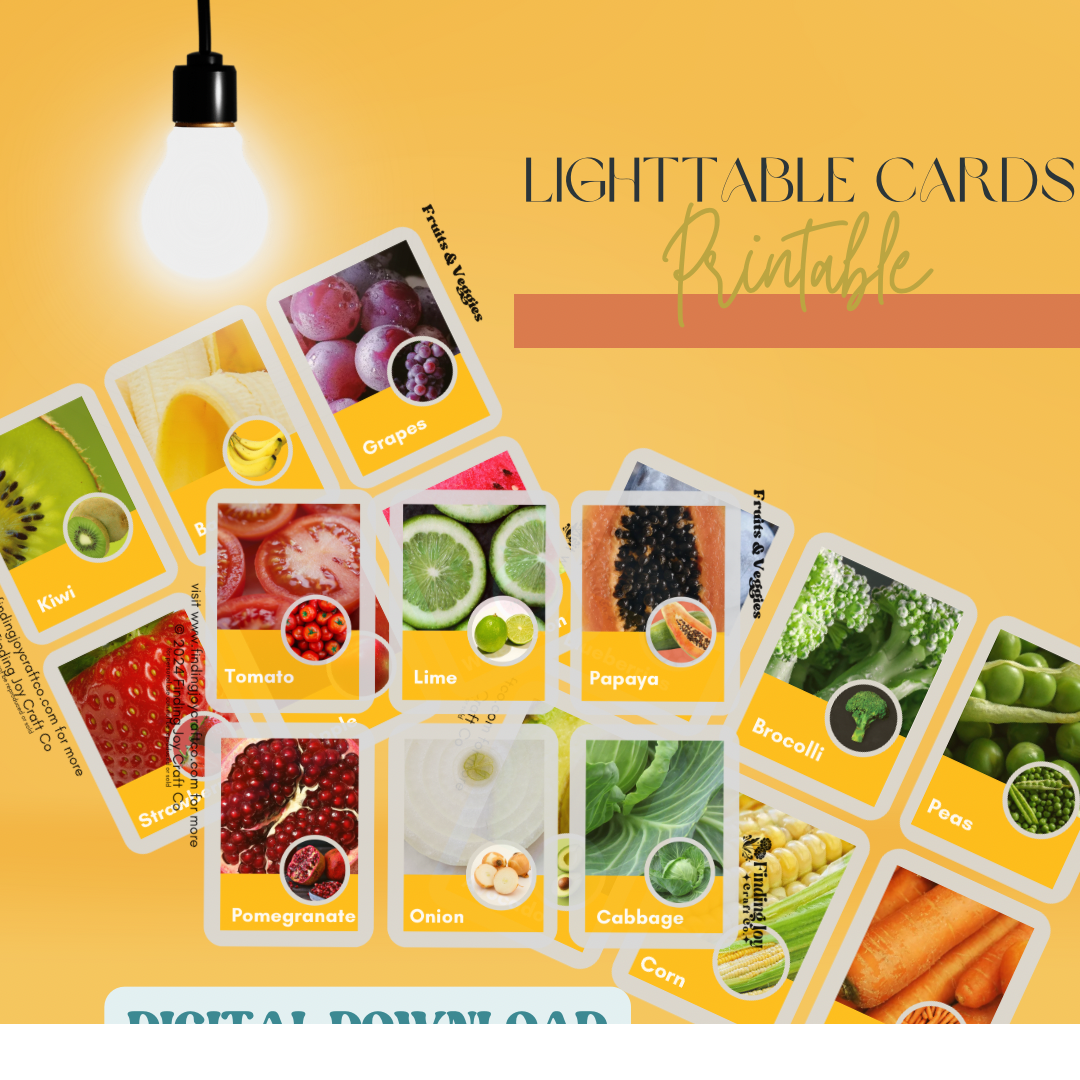 Light Table Flash Card: Fruits & Vegetables - DIGITAL DOWNLOAD