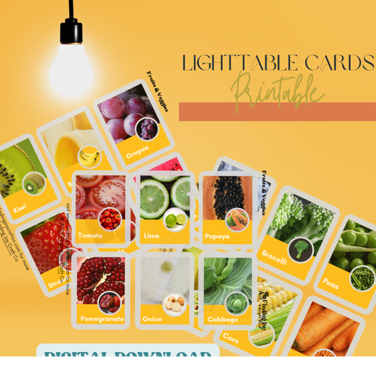 Light Table Flash Card: Fruits & Vegetables - DIGITAL DOWNLOAD