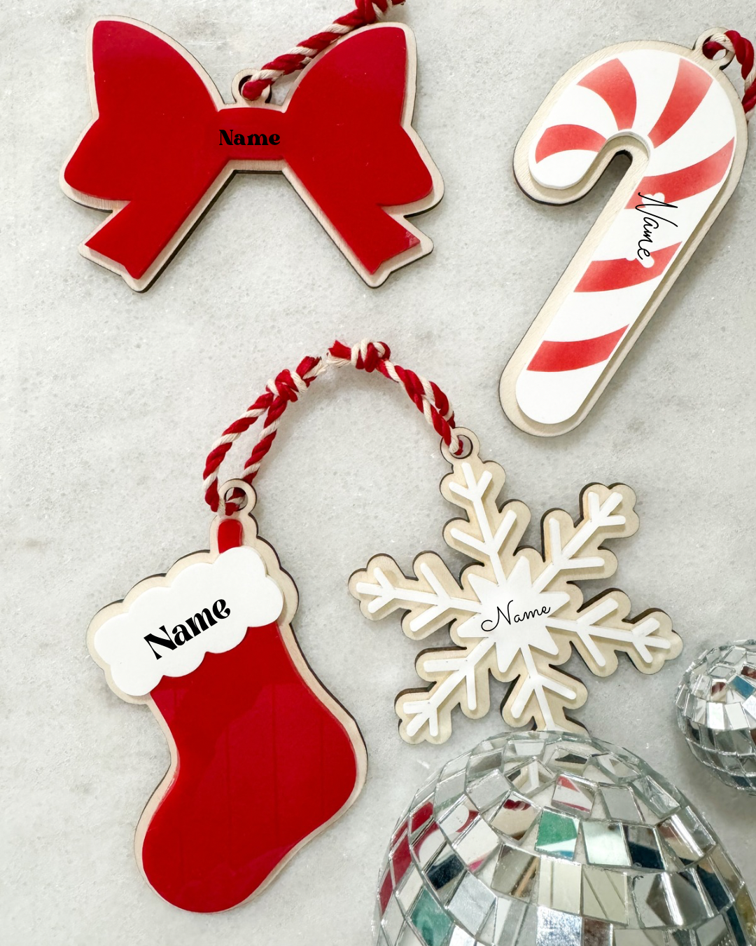 Personalized Classic Christmas Acrylic & Wood Ornament