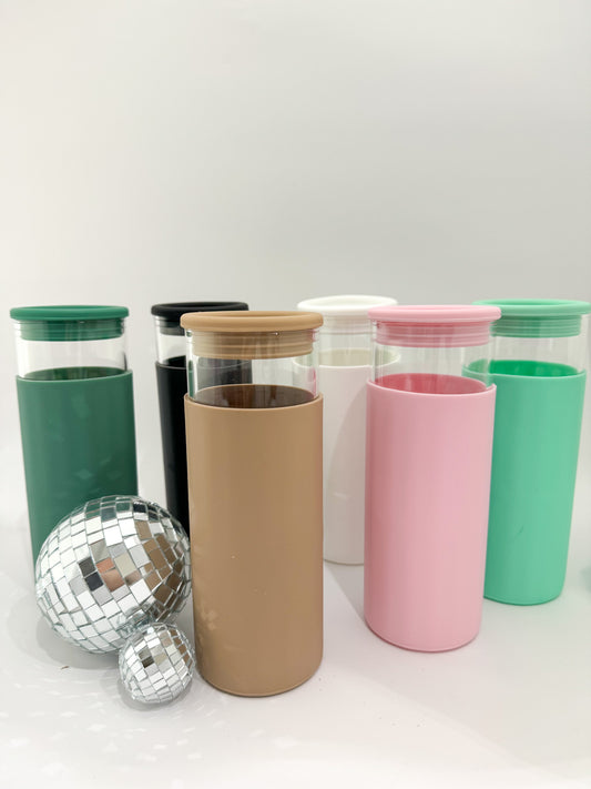 Customizable Tumbler: Glass & Silicone - 16 oz