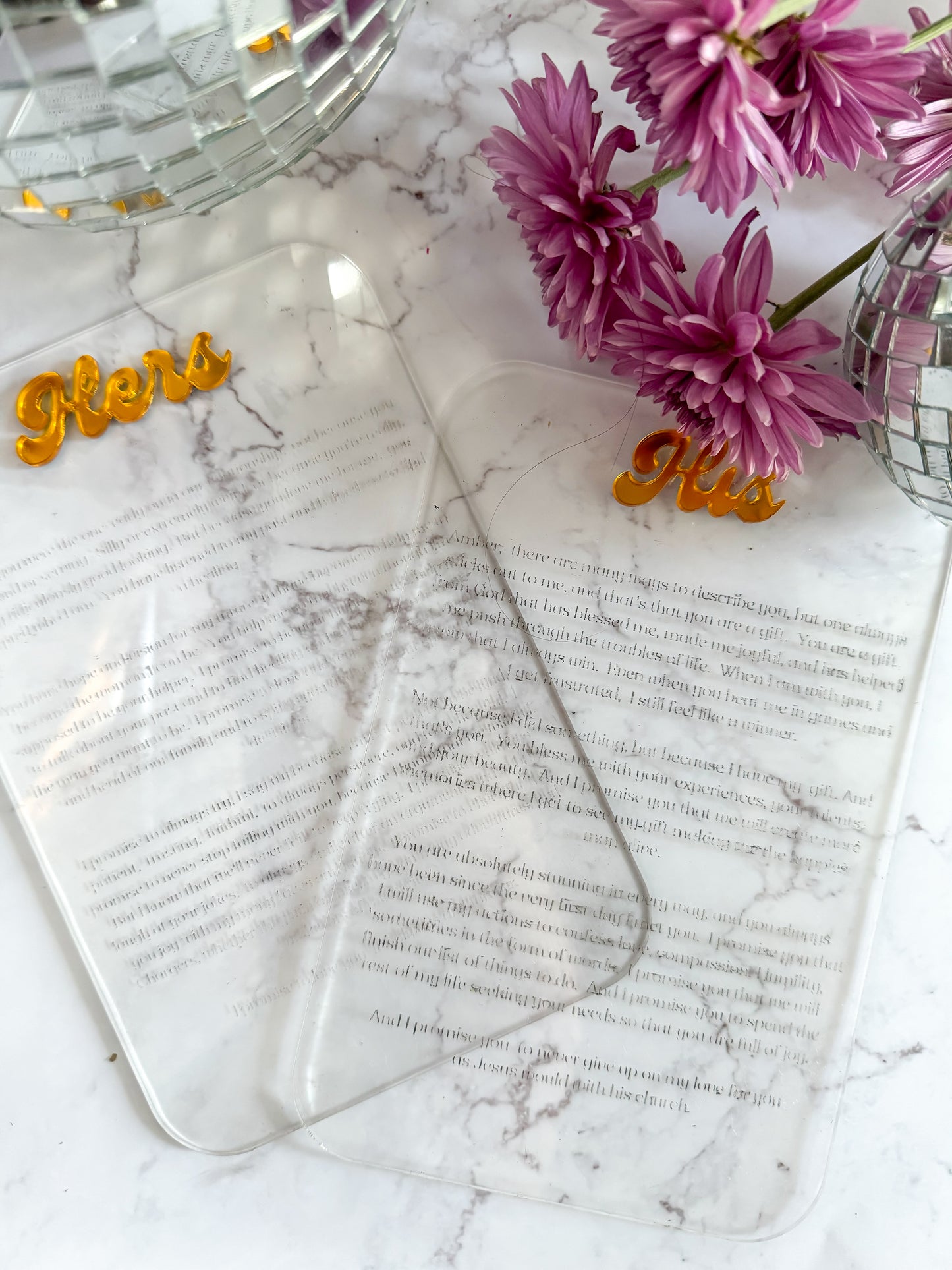 Acrylic Engraved Wedding Vows Memento