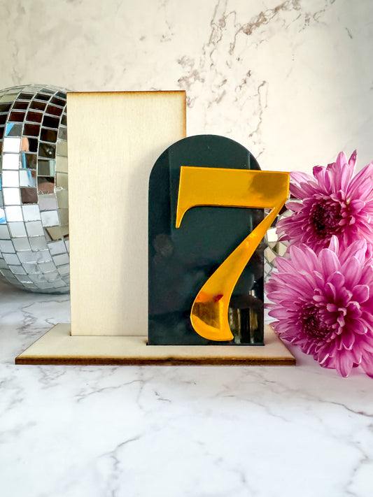 Wedding Table Numbers - Wood & Acrylic Rectangle with Arch